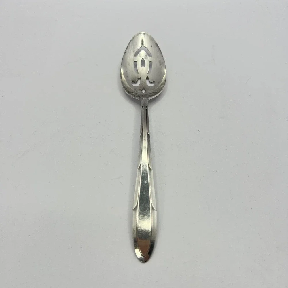 Reverie Pierced Serving Spoon Nobility Plate Silverplate 1937 Art Deco Flatware